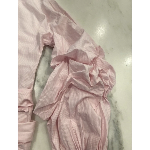 Banana Republic Pink Gingham Checkered Long Sleeve Blouse Top Sz Medium - Picture 3 of 10